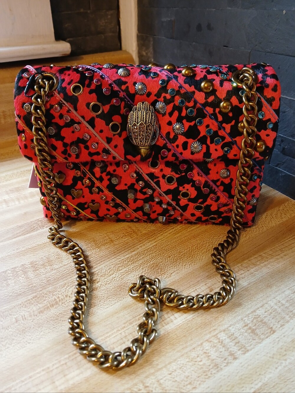 Kurt Geiger NWT Pony Fur Studded & Rhinestone Kensington & Dustbag